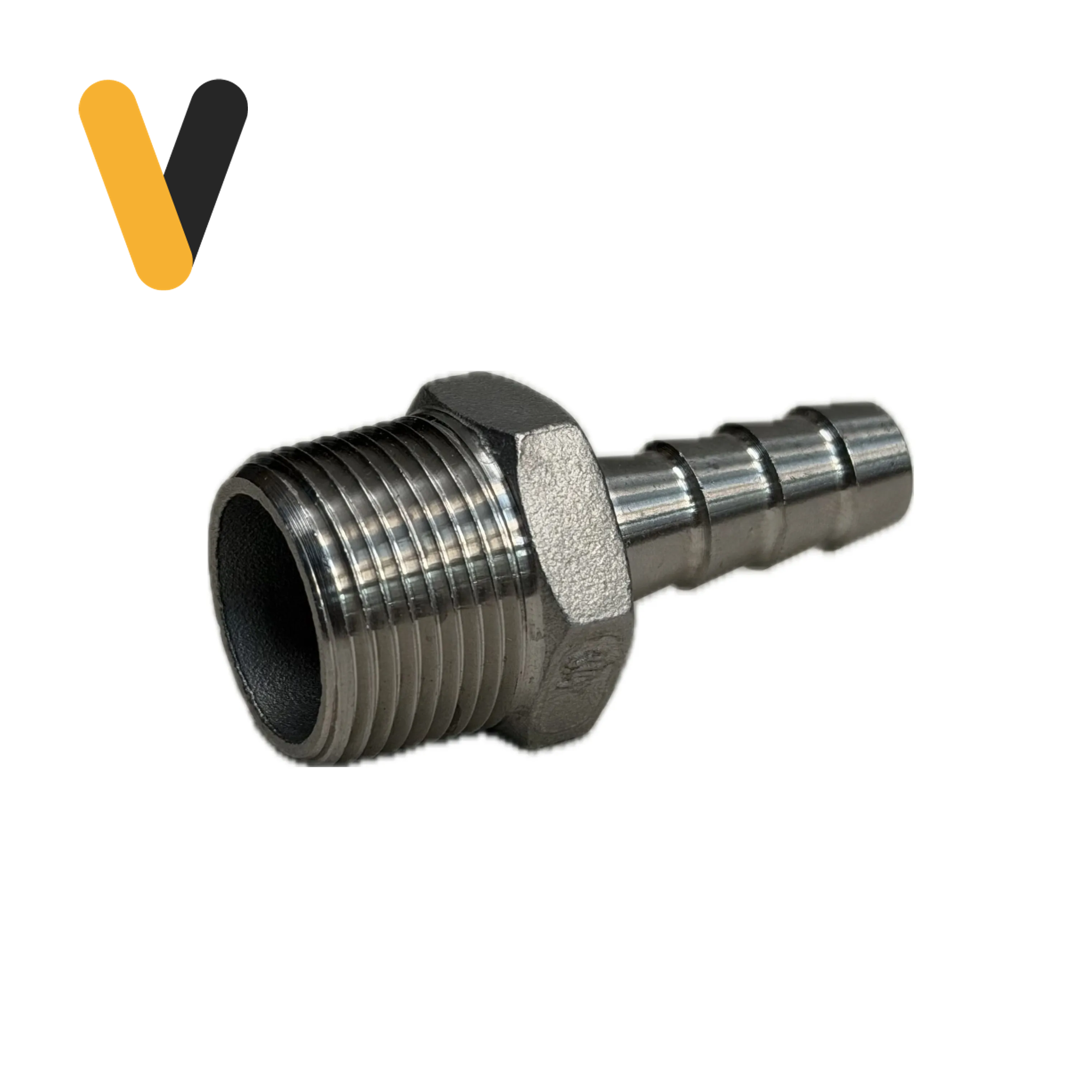 Terminal Manguera Reducido Espiga 1/2" x NPT 3/4" Inoxidable SS316