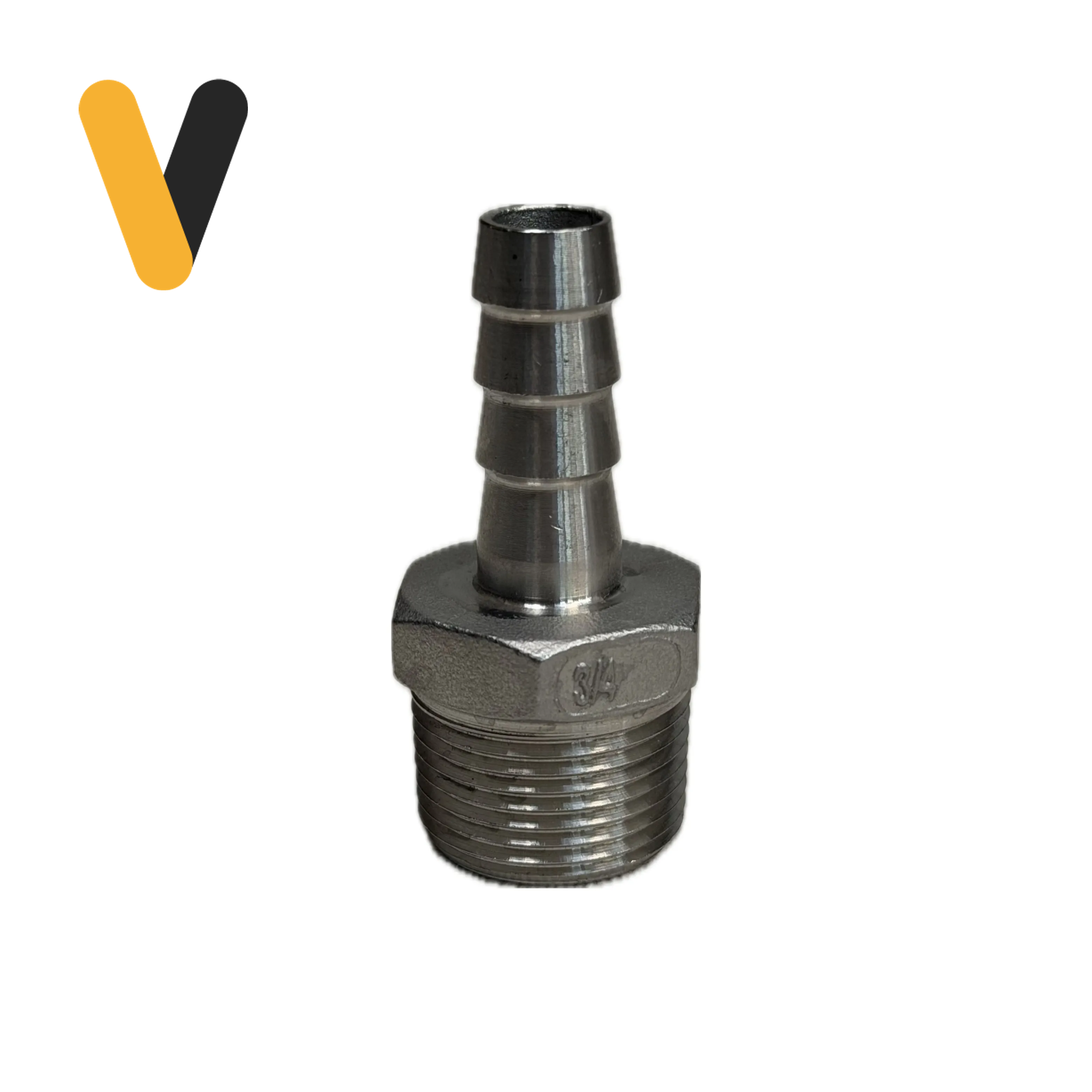 Terminal Manguera Reducido Espiga 1/2" x NPT 3/4" Inoxidable SS316