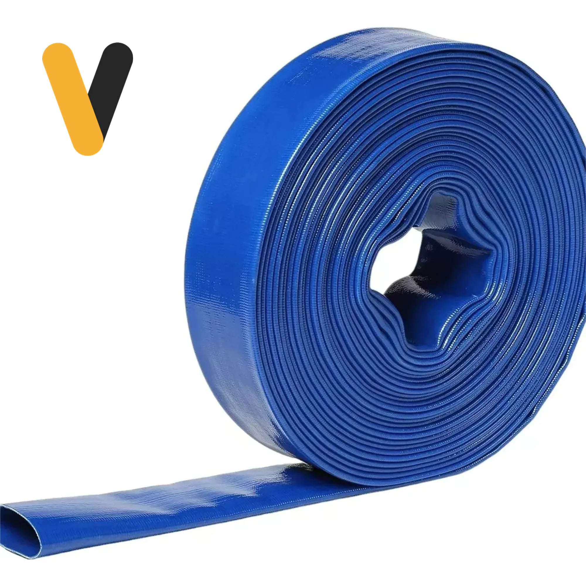 Manguera plana layflat azul 6 BAR enrollada