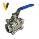 Válvula de Bola 3 Cuerpos Inoxidable
