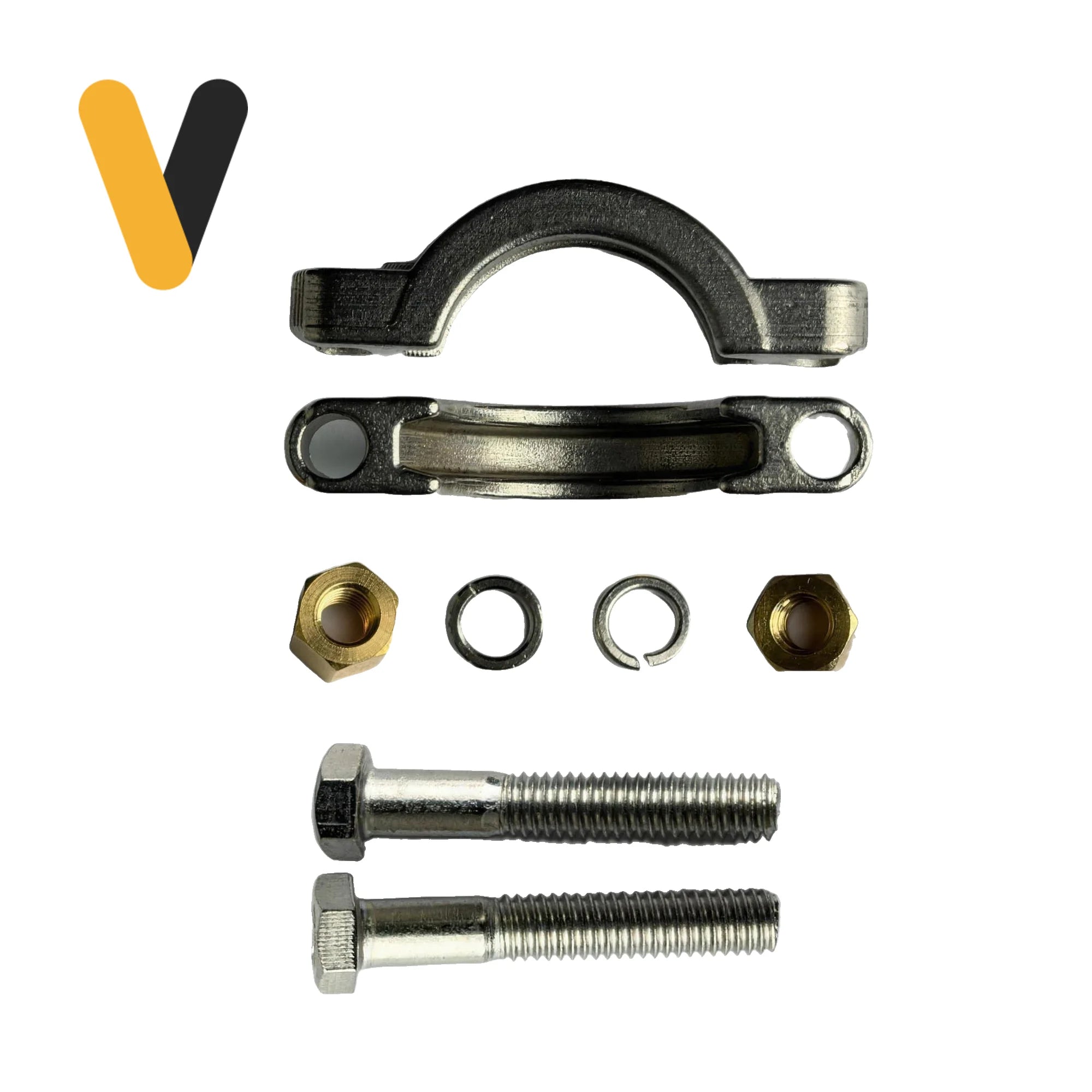 Abrazadera Clamp Alta Presión Doble Perno SS304 — despiece (componentes del kit)