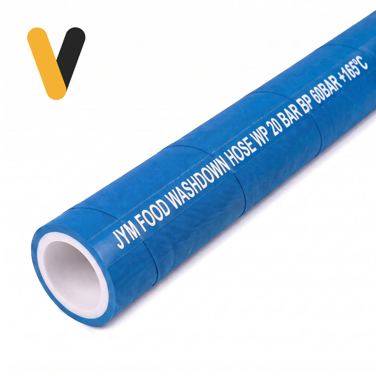Manguera alimentaria EPDM azul para vapor y agua caliente +165 °C, tubo interior blanco